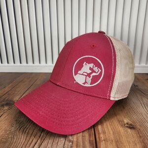 Bruckner's Truck & Equipment Bulldog Hat Cap Red Mesh Snapback Mens Logo Brand